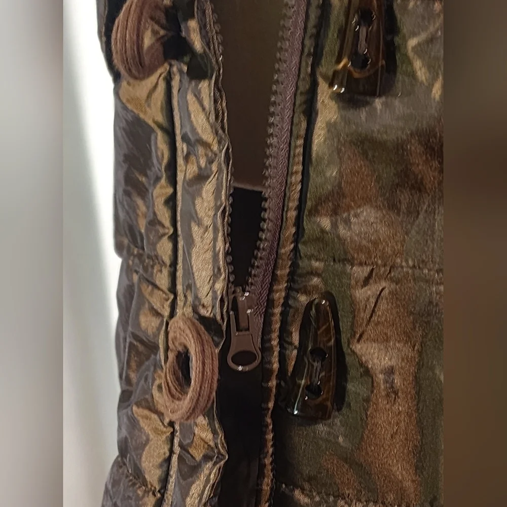 Tulle Anthropologie Brown Button Front Furry Hood Women's Puffer Coat Parka Smal - Picture 9 of 12